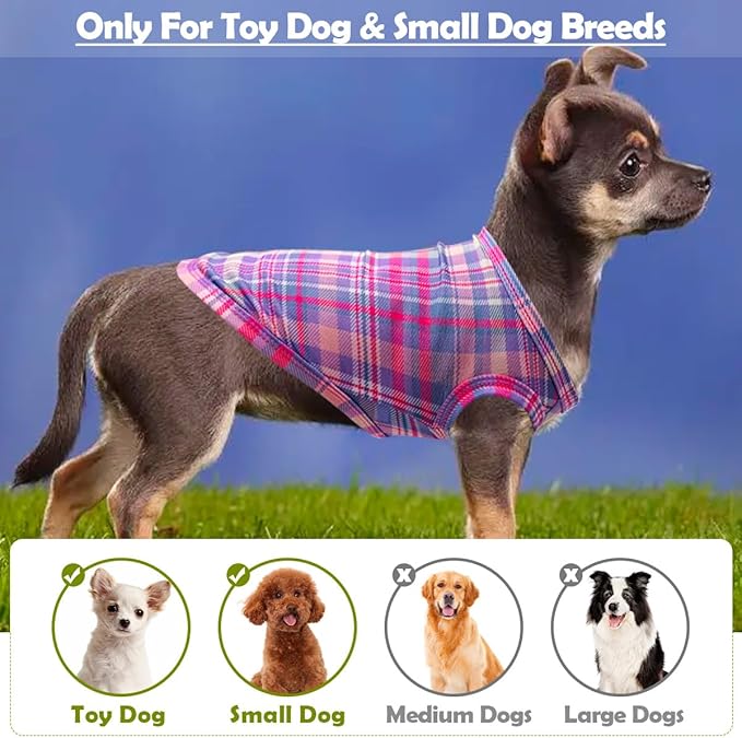 PET SHOW 4 Pack Paw Bone Printed Dog Clothes Shirts Soft Vest Lightweight Sleeveless Cats Doggies T-Shirts Puppies Tank Top Tee for Small Medium Dogs White Black Pink Blue (Medium, Pink for Girls)