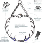 Herm Sprenger Black Stainless Steel Dog Collar with Quick Release ClicLock Buckle O-Ring Biothane Insert Training Collar Made in Germany (Blueberry Royal, 23in x 3.2mm(Neck Size up to19-20in))
