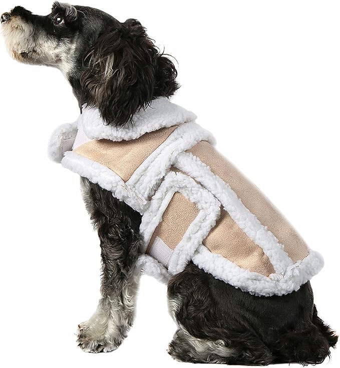 Namsan Medium-Small Dog Coat for Winter, Fleece Dog Jackets with Leash Hole Medium Breeds, Warm Doggie Coats for Medium Dogs, Dogs Vest with Adjustable Magic Tape, Easy to Wear, M