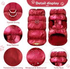 Winter Warm Dog Jacket for Small Medium Dogs Cat Cold Weather Coats with Harness Paded Dogs Fleece Vest Waterproof Windproof Dog Snow Jacket Pet Puppy Clothes (Wine red,S)
