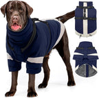 MIGOHI Thermal Large Dog Coat with Harness Waterproof Jacket for Large Dogs,Thick Dog Winter Coat,Snow Jacket for Dogs Windproof for Hunting Camping Chilly Days,Doberman,Great Dane,XXXL,NavyBlue