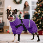 BRKURLEG Purple Dog Coat with Harness, Dog Winter Jacket, Dogs Onesie Body Warm Jackets, Small Dogs Winter Coats Reflective Windproof Warm Cold Weather Coats, Pet Waterproof Jackets, S