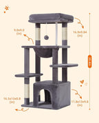 Taoqimiao Cat Tree,39.4-Inch Cat Tower for Indoor Cats,Suitable for Kittens with Luxurious cat condo with Soft Hammock and Luxurious Perch MS027G Smoky Gray