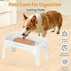 URPOWER 3-in-1 Elevated Dog Bowls - Mess Proof Double Deck 4 Height Adjustable Raised Stand with 2 Stainless Steel Food Bowls & Licking Plate for Small, Medium & Large Dogs