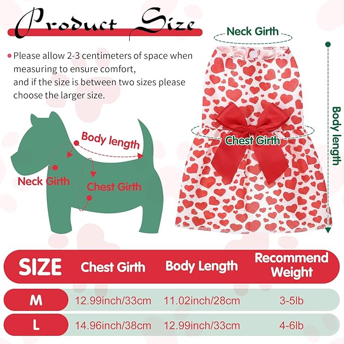 Abbylike 3 Set Easter Dog Dress Small Dog St. Patrick Valentines Day Cute Bunny Shamrock Heart Poodle Skirt with Bow Clip for Pet Holiday Party Outfits(M)