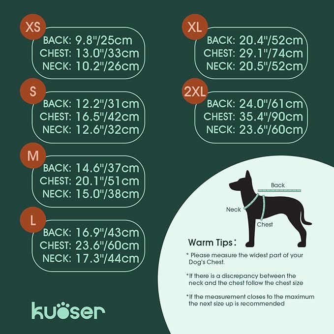 Kuoser Thick Dog Coat,Windproof Dog Jacket for Large Dogs, Warm Doggie Winter Coat Reflective Pet Cold Weather Coats with Zipper, Black XL
