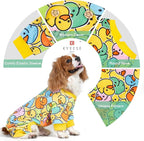 KYEESE Dog Pajamas Velvet Pet Coat Stretchy Doggie Costumes Soft Doggie Pajamas for Small Dog Colorful Duck Printing Pets Pjs Comfy Dogs Clothes Stretchable Pet Jammies Soft Dogs Onesie, X-Large