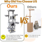 Anwick 68" Tall Cat Tree Tower with Scratching Posts, Cat House with Hammocks, Cat Condos for Indoor Cats, Removable Cushions, Multi-Level Cat Playground (Gray)