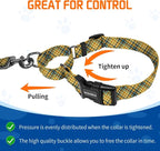 Kazazoo Martingale Collar for Dogs with Quick Release Buckle Adjustable Soft Durable Dog Collar for Small Medium Large No Pull Training Dog Collars-Yellow&Blue Plaid L