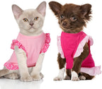2 Pieces Dog Dresses for Dogs Cute Girl Female pet Dress Mommy Puppy Shirt Skirt Dresses Pet Summer Clothes Apparel for Cats(OMG and Angel,Medium)