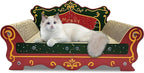 Luxury Cardboard Cat Scratcher Sofa Bed, Couch Shaped Scratching Board, Scratch Lounge with Catnip, Scratcher for Indoor Cats Large (Red)