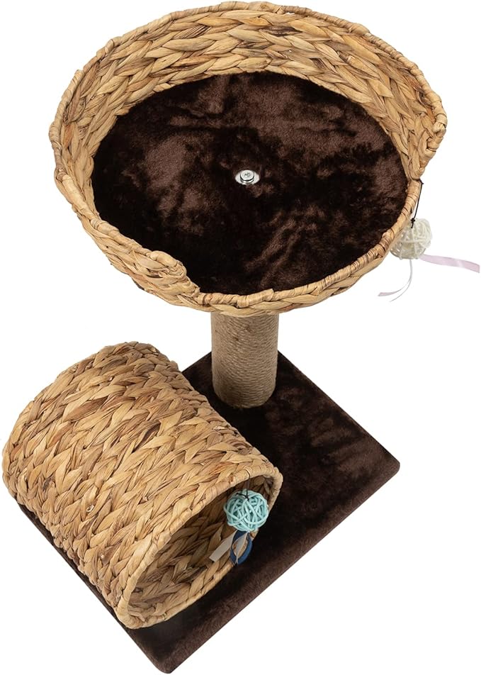 Cat Tree, L15.7*W12.2*H19.7in Cat Climbing Tower for Indoor Cats, Multi-Layer Cat Condo with Cat Nest, Cat Tunnel, Scratching Post, Holds 12kg/36.5lbs