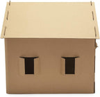 Furhaven Cardboard Cat House Gingerbread House, Cat Hideout Scratcher with Detachable Hanging Toys