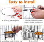 Dog Crate Water Bowl, 2 pcs Stainless Steel Large Dog Bowls 40oz & 60oz, Durable Anti-Spill Pet Metal Bowls for Cage Kennel Crate, Hanging Water/Food Bowl for Medium & Large Dogs