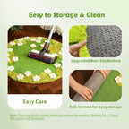 31 x 31 Inch 3D Garden Cat Scratcher Mat, Flower Sisal Cat Scratch Pad, Floor Cat Scratching Pads Rug for Indoor Cats, Protector for Wall&Carpets&Sofas, Green Moss Cat Claw Pad (White Flowers)