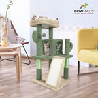 Cactus Cat Tower, 37-Inch Multi-Level Cat Activity Tree with Scratching Posts, Ramp & 2-Door Cat Cave Condo
