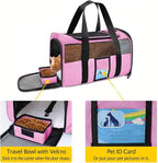 Refrze Pet Carrier Airline Approved, Cat Carriers for Medium Small Cats, Soft Dog Carriers for Dogs, TSA Approved Pet Carrier for Cats Dogs of 15 Lbs, Puppy Carrier,Pink