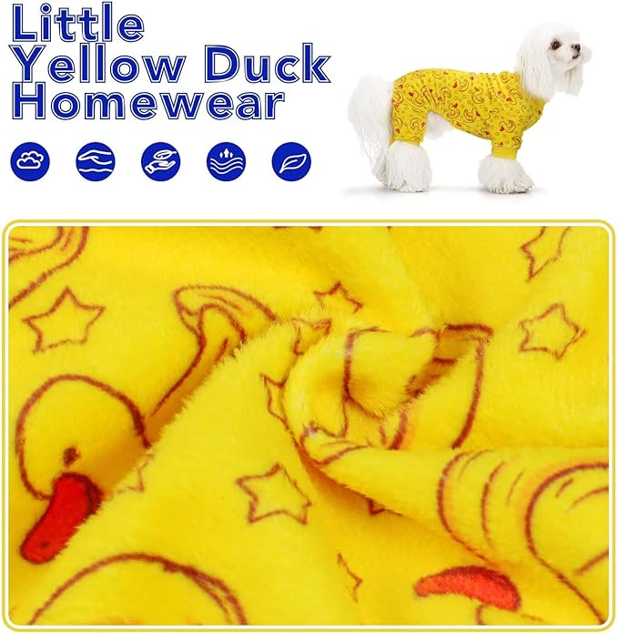 Paiaite Dog Pajamas Onesie: Comfortable Four-Legged Apparel for Small, Medium, & Large Dogs, Polyester Material for Comfort, Wrinkle Resistance, Moisture Wicking, Stretchiness Rotating Duck M