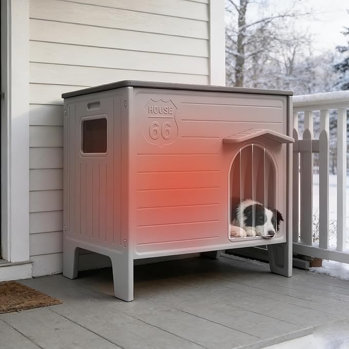 Rockever Insulated Outdoor Dog House Liner, Dog House Outdoor Indoor for Large Dogs, Plastic Elevated Outdoor Dog House Waterproof Dog Kennel with Window, Clean Easily (Only Liner)