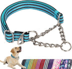 Martingale Collar for Dog -No Pull Dog Collar with Reflective Nylon, Adjustable Choke Chain Collar with Soft Padded Training/Walking Collar for Large/Medium Dogs (Blue M)