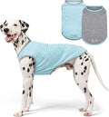 KYEESE 2Pack Dog Shirt, Lightweight Sun Protection Sleeveless Dog T Shirts for Large Dogs Boy, Breathable Pet Reflective Tank Top Summer Dogs Clothes for Outdoor Walking, Grey+Sky Blue, 3XL