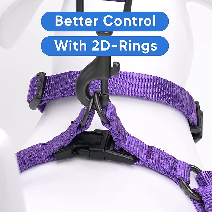 Pawtitas Solid Step-in Dog Harness – Adjustable No-Pull Vest for Puppies to Seniors, Safe & Comfortable L Purple