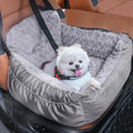 Dog Car Seat for Small Dogs, Washable Pet Booster Seats with Clip-On Safety Leash, Comfy Deluxe Plush Carseat with Pockets, Puppy Car Travel Carrier Bed for Dogs Under 25 lbs, Light Grey