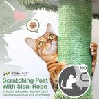 Cactus Cat Tower, 37-Inch Multi-Level Cat Activity Tree with Scratching Posts, Ramp & 2-Door Cat Cave Condo
