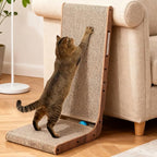 Simple Delxue Simple Deluxe Cardboard Cat Scratcher with Cat Toys Ball Track, 24 Inches L-Shaped Scratch Pad, Cardboard Lounge Bed, Stable and Durable, Furniture Protector, Reversible