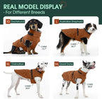 Kuoser Dog Coat Warm Fleece Lining Turtleneck Dog Jacket with Harness Built-in, Windproof Cold Weather Coats with Quick Release Buckle Pet Winter Snowsuit for Extra Large Dogs Great Dane, Khaki 3XL