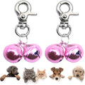 SCENEREAL Bells for Dog Collars - 2 Pack Pet Hanging Ring Bell Accessories for Dog & Cat, Pet Pendant Collar Charm with Heavy Duty Snap Clips, Sliver Bells for Tracking and Training Christmas Gift, Pink+Pink