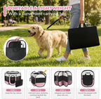 Dog Playpen, Portable Puppy Pet Crate Indoors for Small/Medium/Large Dogs Cats Rabbits, Foldable Dog Cage Enclosure for Outdoor, Pop Up Dogs Tent Kennel with Carrying Case, Pink