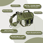 Dog Harness for Large Dogs Heavy Duty, No Pull Tactical Dog Harness with Molle System, Easy On and Off Service Dog Vest, Breathable Padded, Adjustable Reflective Pet Vest for Walking Hiking Training