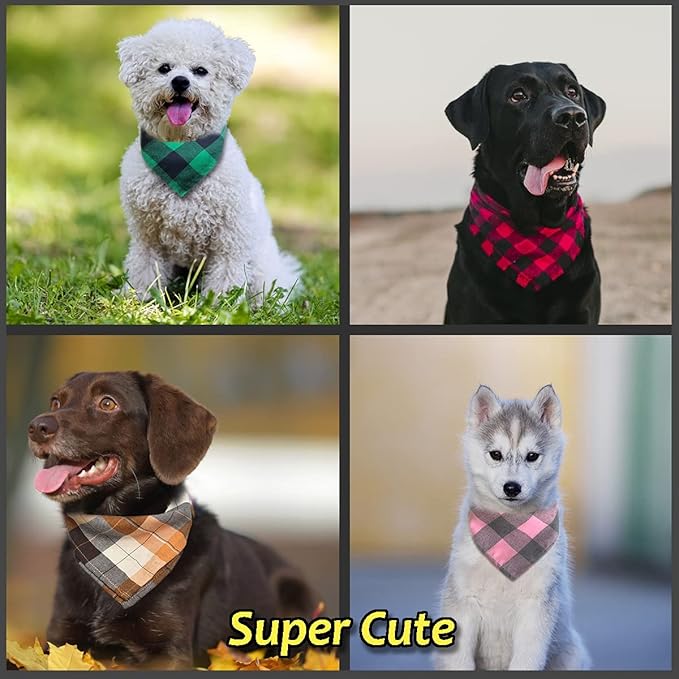 Bubblepup Plaid Bandana - Cotton Dog Kerchief, Triangle Bib, 1 Square Dog Scarf for Small, Medium, Large Dogs
