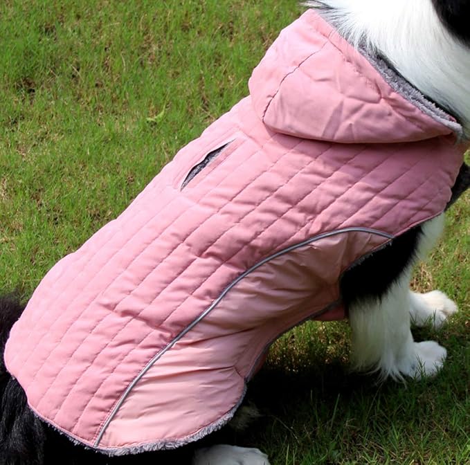 Fleece Dog Hoodie for Small Medium Dogs Super Warm Puppy Jacket for Cold Winter Dog Coats,Pink M