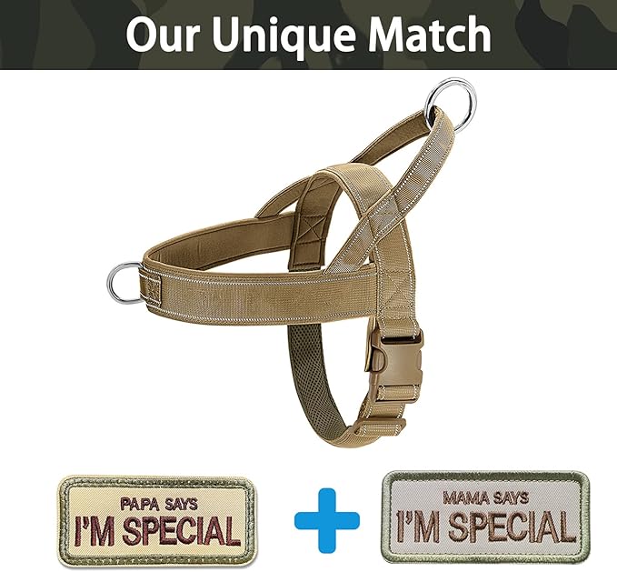No Pull Dog Harness Brown for Small Medium Large Sized Dogs, Reflective Escape Proof Adjustable Dog Harnesses with 2 Patch, S