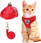 Cat Vest Harness and Small Dog Vest Harness for Walking, All Weather Mesh Harness, Cat Vest Harness with Reflective Strap, Step in Adjustable Harness for Small Cats (Red, Medium (Pack of 1))