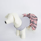 PUPTECK Classic Plaid Dog Dress Pet Apparel with Cute Bowtie Puppy Clothes Outfit,Grey,M