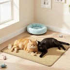 2 Pack 23.6 X 15.7 Inch Cat Scratch Mat, Natural Sisal Cat Bunny Rabbit Scratching Pad with Jute Border, Durable Scratch Rug, Natural Fabric Horizontal Cats Pad for Furniture Sofa and Wall(Beige)