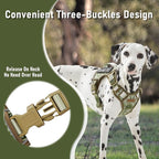 Service Dog Vest Harness with 2 Velcro Patches, No Pull Dog Harness for Walking Training Hiking, Metal D-Rings Easy on/Off Neck Buckle Reflective Strips Soft Padded Handle, Green