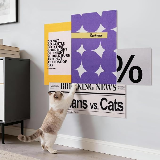 4 Pcs Wall Cat Scratcher for Indoor Cats - Reusable & Damage-Free Wall-Mounted Fabric Scratching, DIY for Furniture and Wall Protection