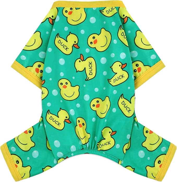 Dog Pajamas for Small Dogs Boy Girl, Dog Clothes Tiny Chihuahua Yorkie Spring Summer Shirt, Cute Puppy Outfit Pjs Jumpsuit Cat Onesie Apparel Pet Clothes (Blue Duck, Small)