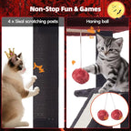 Taoqimiao Gothic Cat Tree,38.5-Inch Cat Tower for Indoor Cats,Suitable for Kittens with Luxurious cat condo with Adjustable Baskets and Luxurious Perch MS029SBR Black and Red