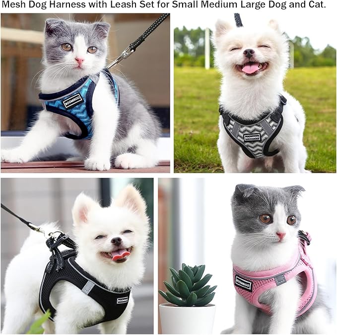 Dog Harness with Leash Set, No Pull Adjustable Reflective Step-in Puppy Pet Vest Harnesses for Small Medium Large Dogs and Cats,Red XS