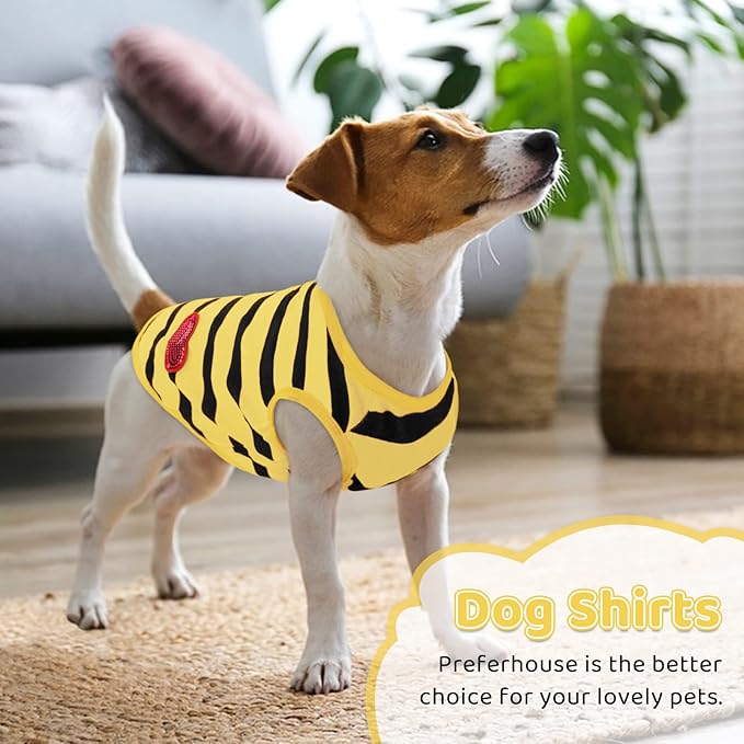 Pet Dog Striped T-Shirt Dogs Cats Cotton Vest Spring Summer Pet Apparel Tee Shirt Suitable for Small and Medium Large Pets French Bulldog Bichon