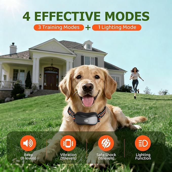Shock Collar for Dog - 3300FT Dog Shock Collar with Remote, IP67 Waterproof Training Collar with 3 Modes & LED Light, Rechargeable e Collar for Large Medium Small Dogs