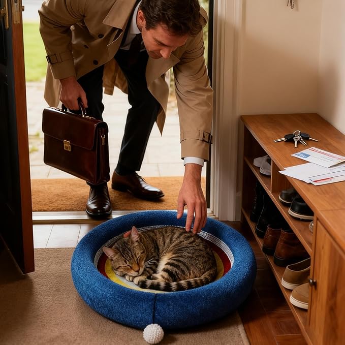 Cat Scratching Pad - Sisal Interactive Toys Bed | Kitten Scratch Mat Furniture Protector - for Small Large Breed Balcony Living Room Bedroom Home Travel Indoor Daily All-Season