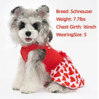 XPUDAC Valentine Dog Dress Heart Print Dog Dress for Small Dogs Girls Holiday Party Tulle Puppy Outfit Cat Apparel-XS