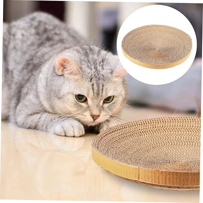ABOOFAN Cat Scratch Board Replacement Core Round Corrugated Cardboard 14.43 Inch Durable Indoor Floor Cat Scratch Pad Refill for Kitten Play and Rest