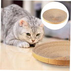 ABOOFAN Cat Scratch Board Replacement Core Round Corrugated Cardboard 14.43 Inch Durable Indoor Floor Cat Scratch Pad Refill for Kitten Play and Rest